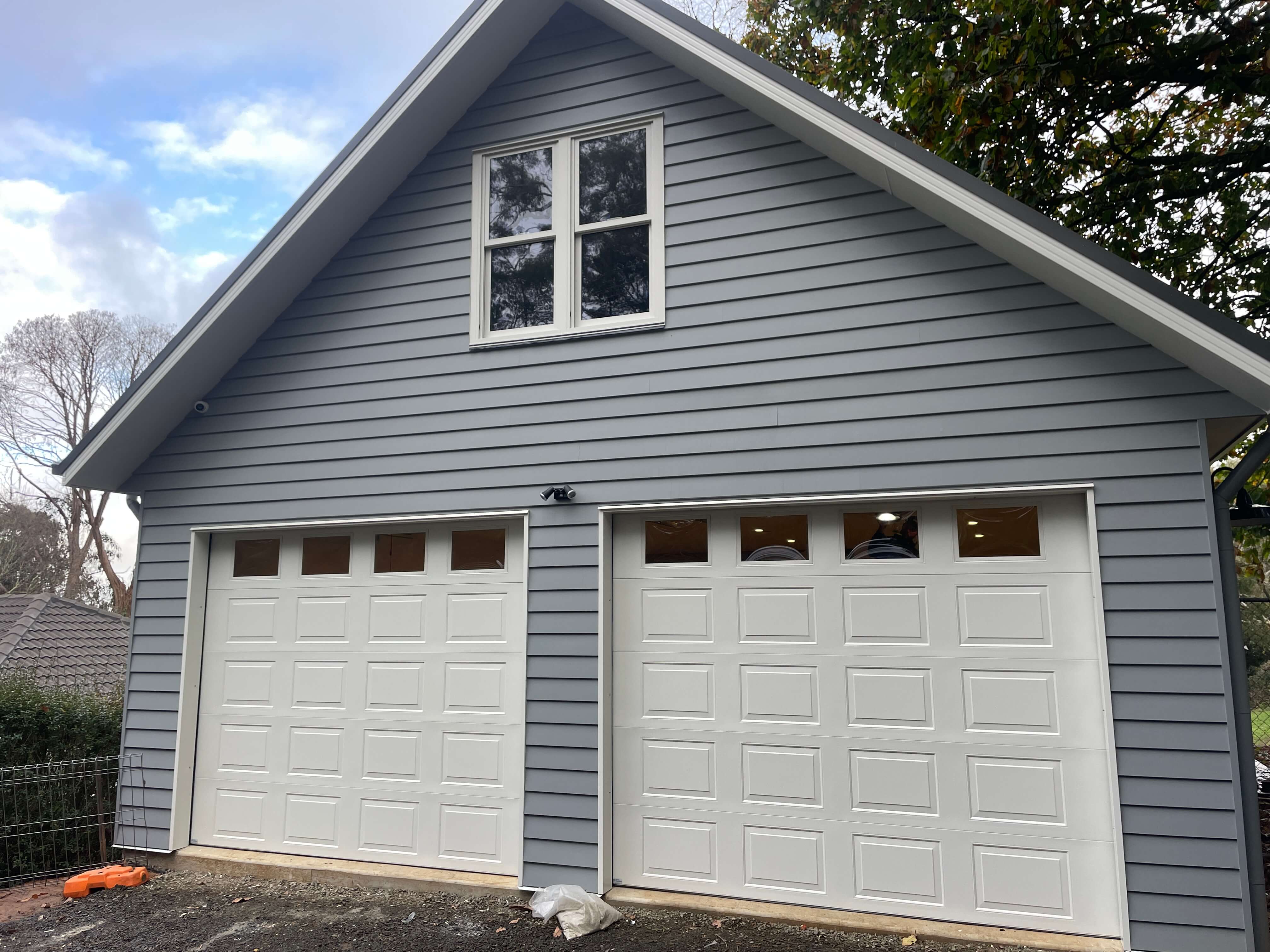 Oxford Surfmist Sectional Door with Windows.