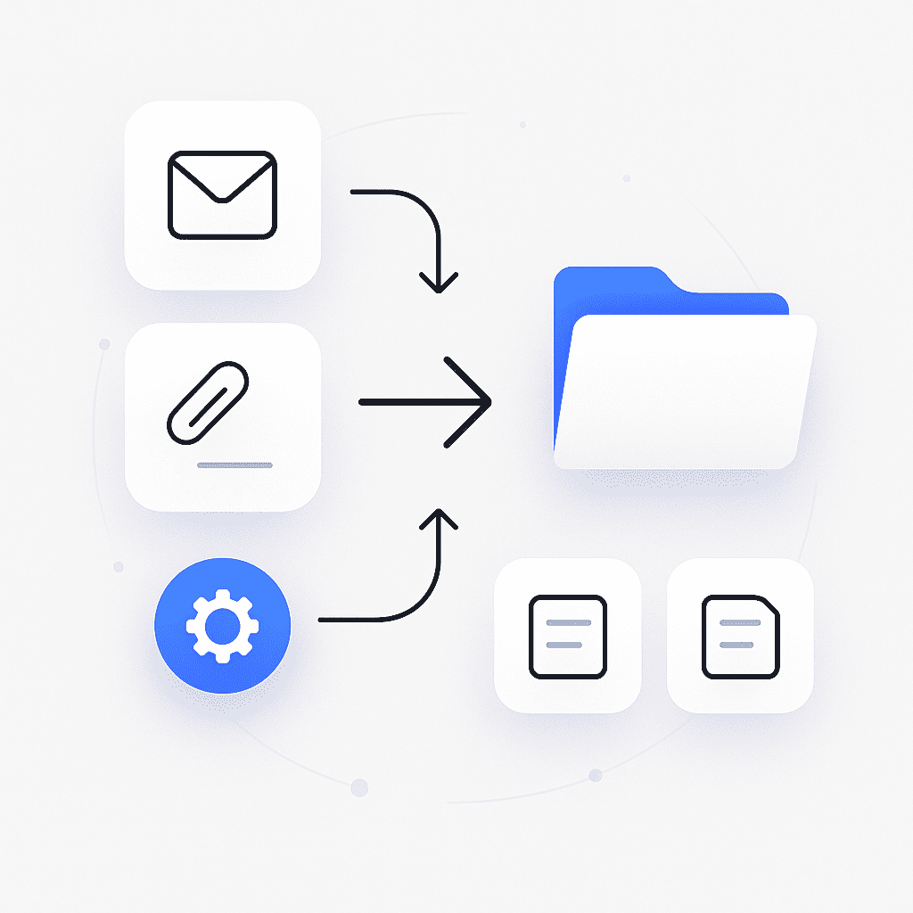An email being forwarded into an organized system.