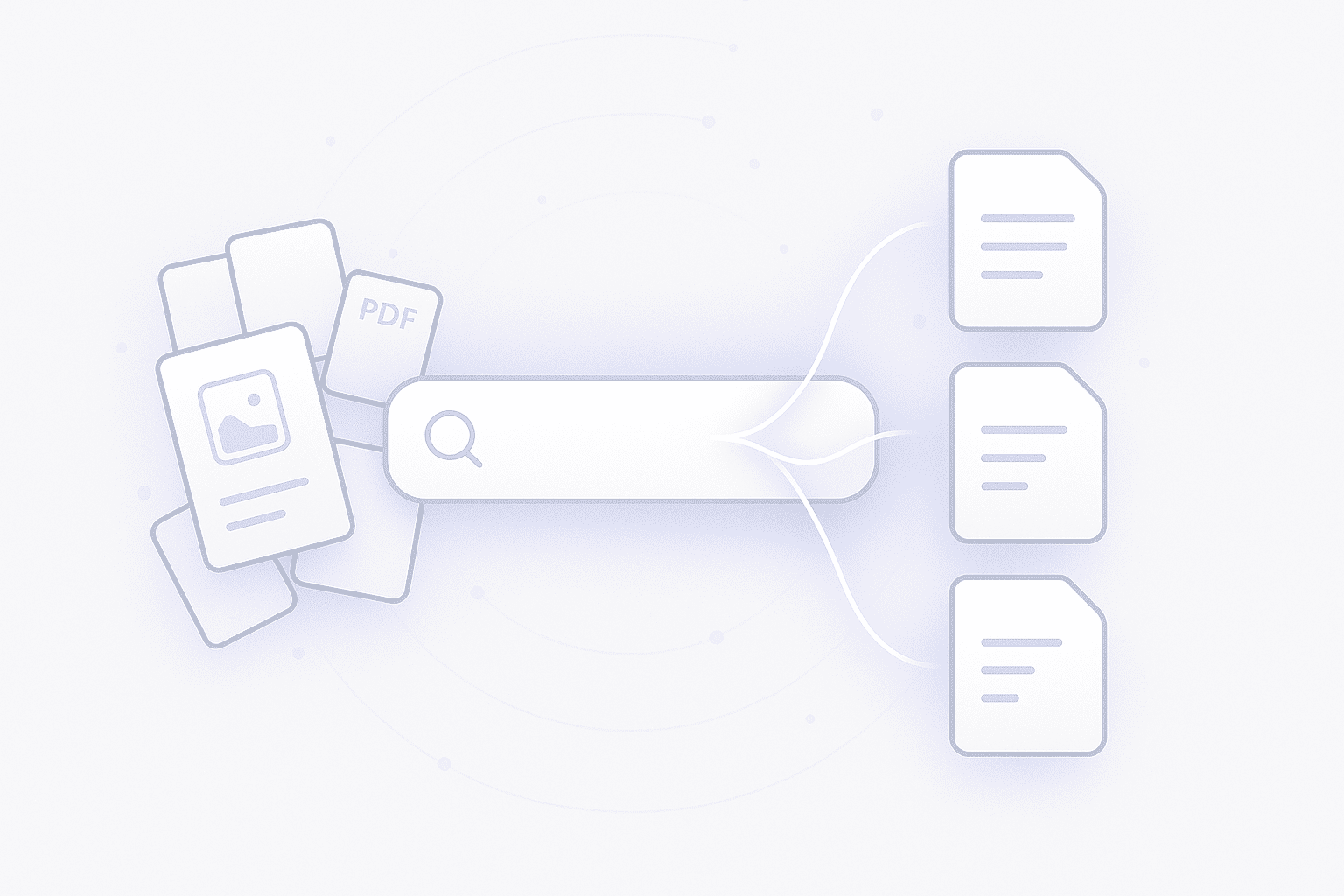 Illustration of documents being automatically sorted into folders.