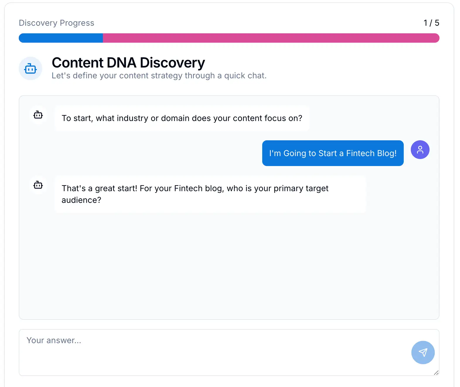 A stylized screenshot of the AI chat interface for DNA Discovery.