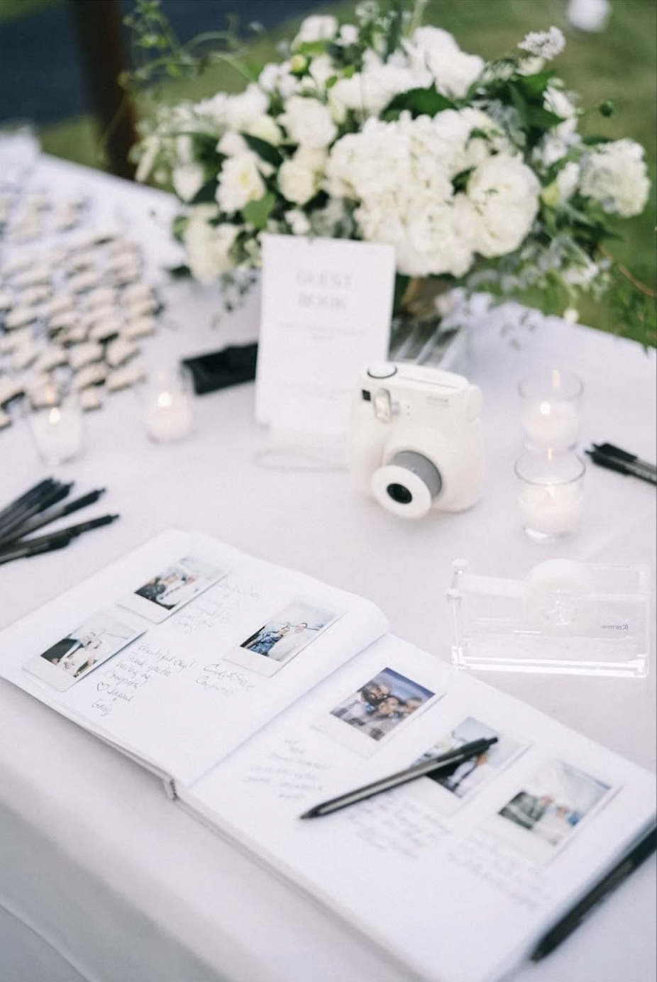 Candid wedding moment with guests.