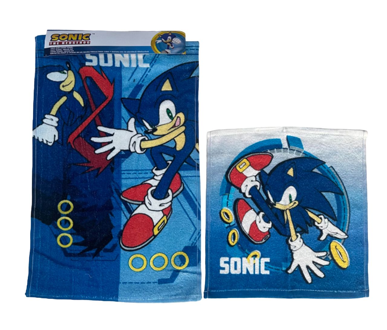 SET ASCIUGAMANI VISO  1+1 SPUGNA IN COTONE 100% “SONIC”