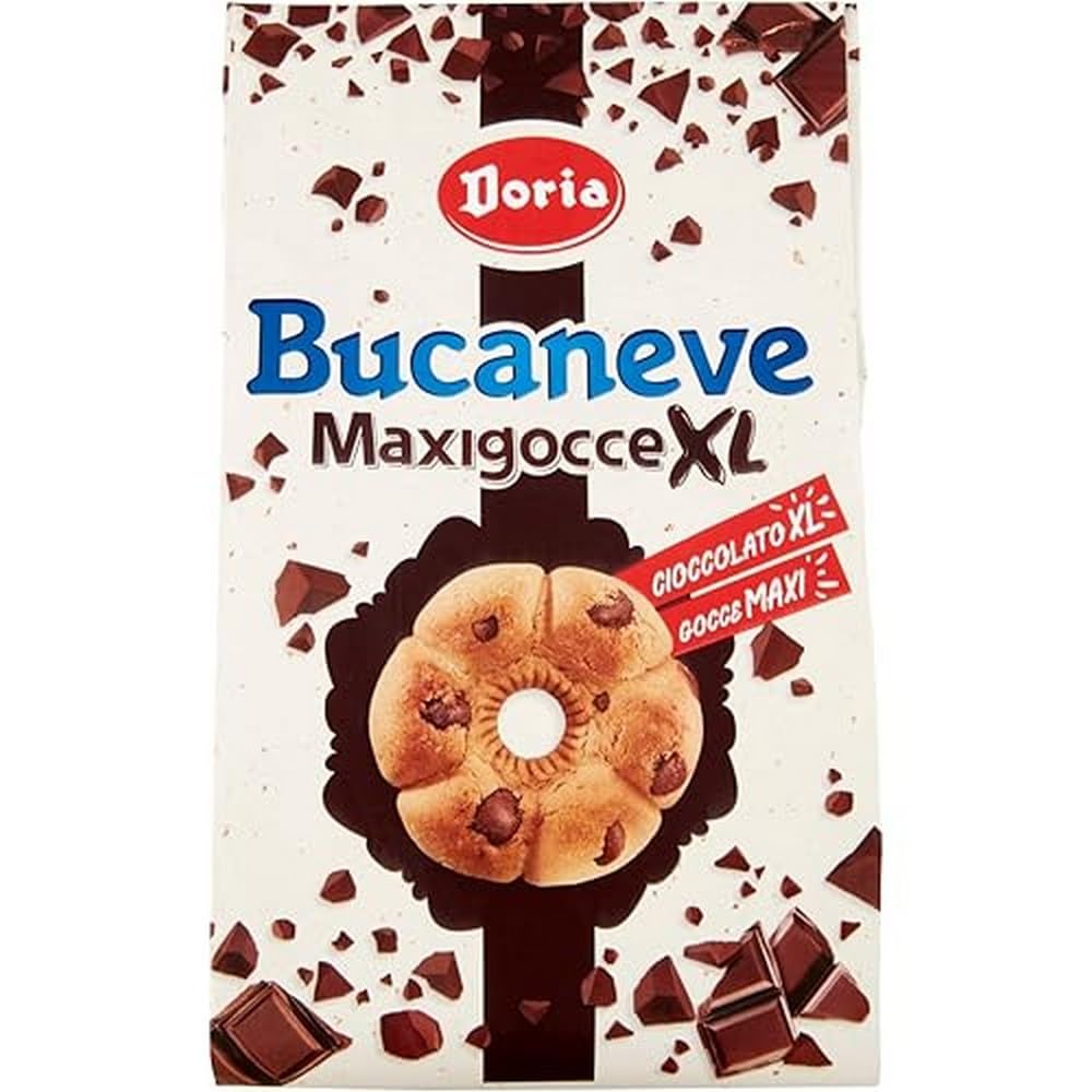 Doria Bucaneve Maxigocce XL - Biscotti Frollini con Maxi Gocce di Cioccolato
