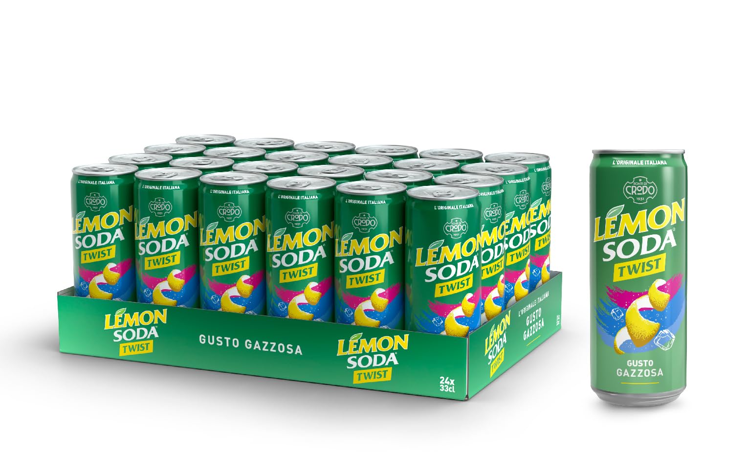 Lemonsoda Twist Lime - Bevanda Gassata al Gusto Gazzosa Senza Zuccheri, 24 Lattine da 33 cl