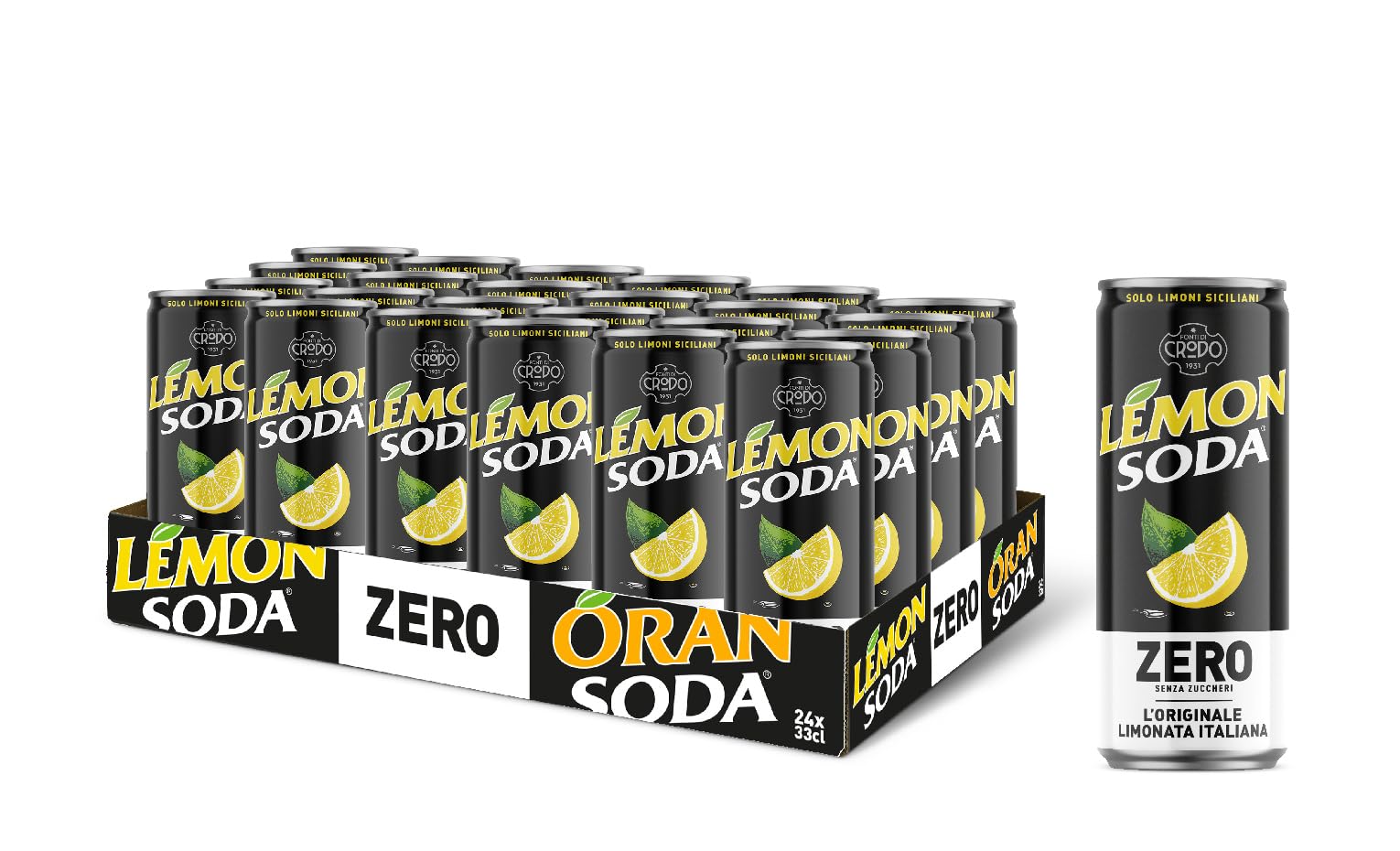 Lemonsoda Zero Bevanda Gassata al Limone Senza Zuccheri 24 Lattine da 33 cl