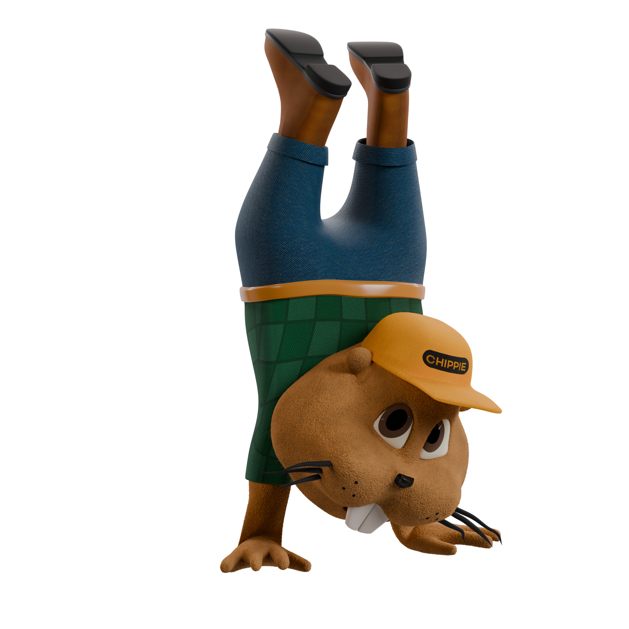 Chippie the mascot doing a handstand