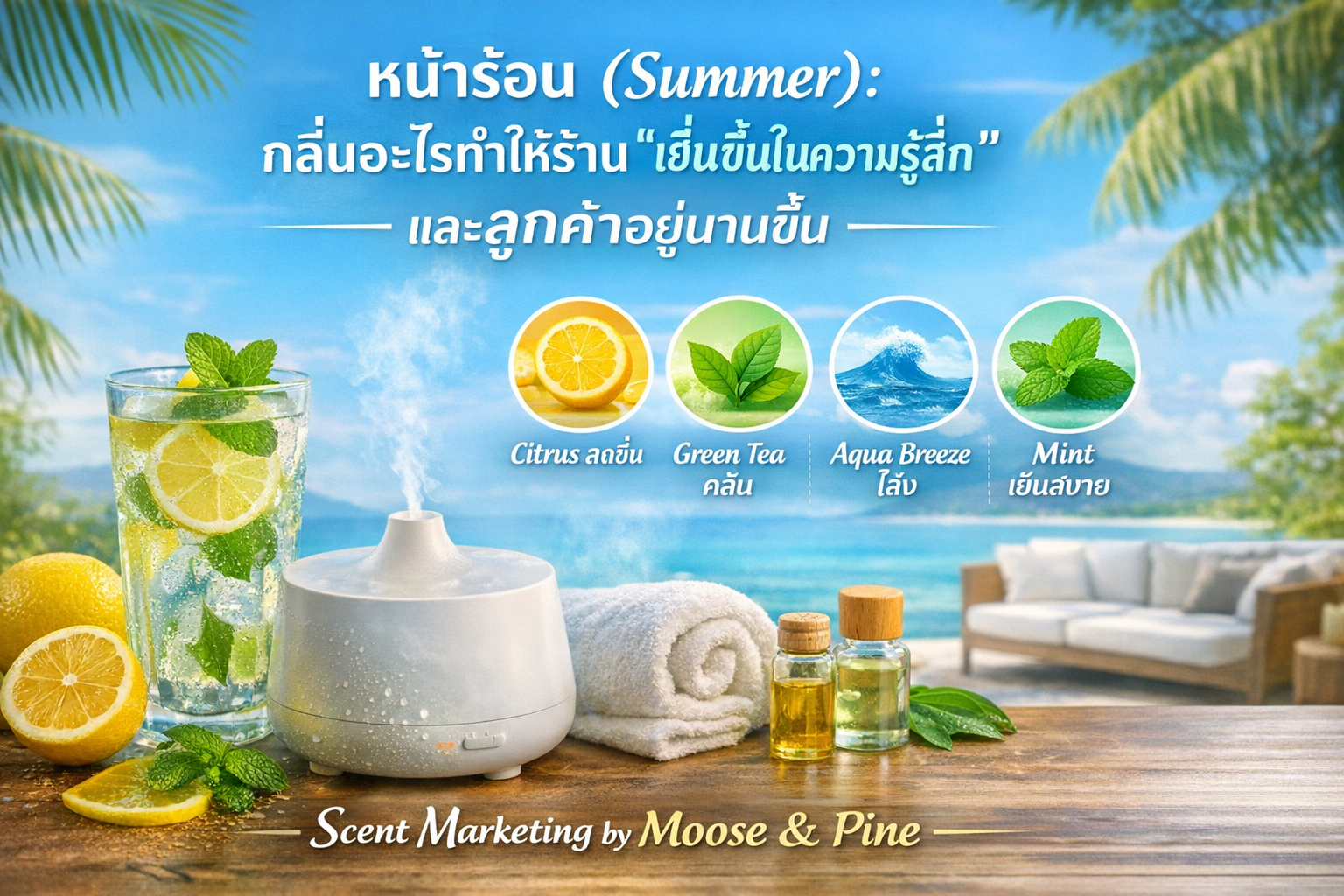 หน้าร้อน (Summer): กลิ่นอะไรทำให้ร้าน “เย็นขึ้นในความรู้สึก” และลูกค้าอยู่นานขึ้น