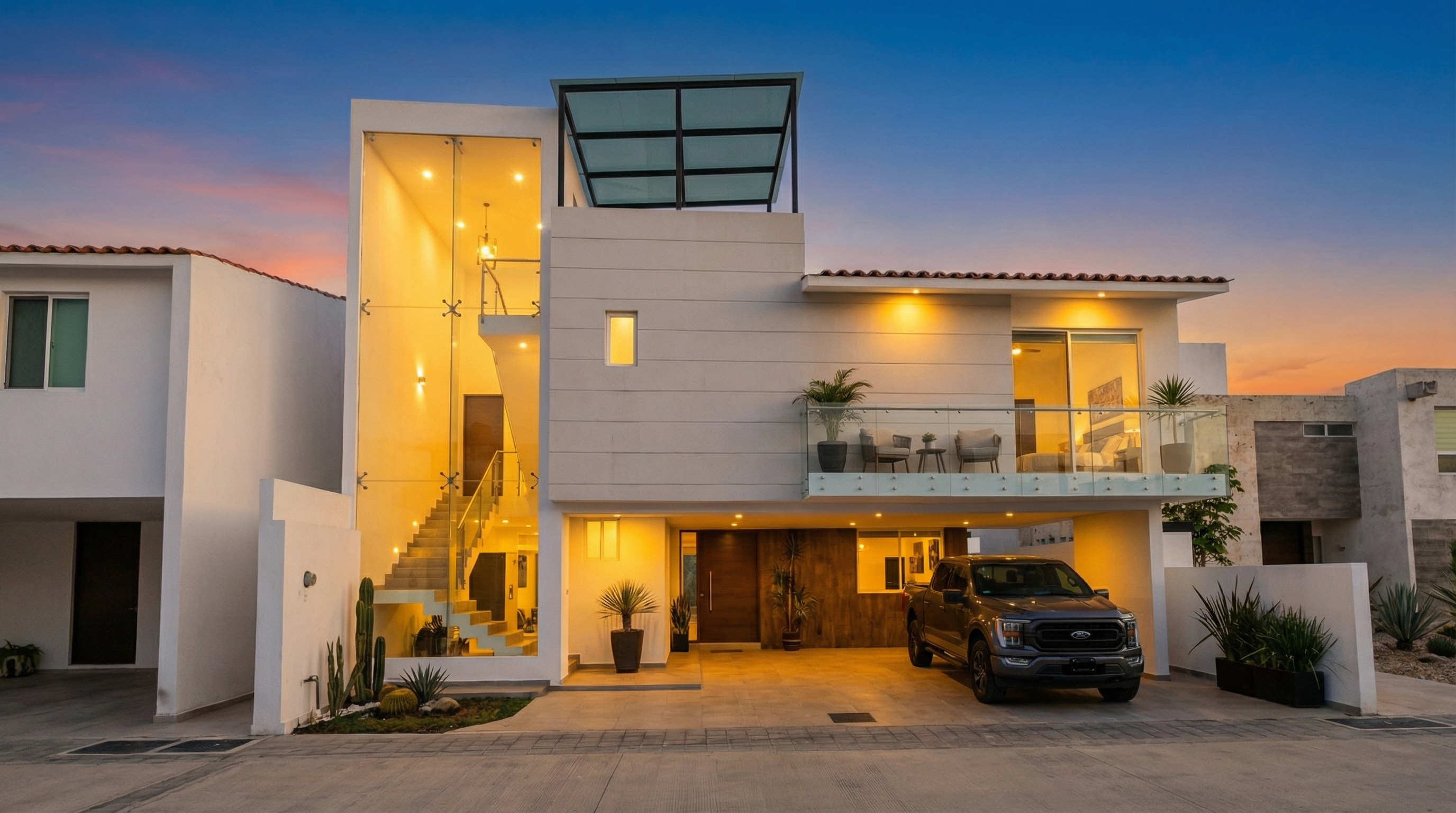 Fachada de la casa 1C en Villas El Durazno