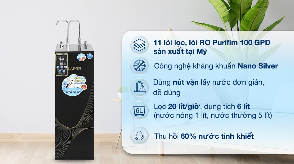 Máy lọc nước RO nóng nguội Karofi KAH-X29 11 lõi 