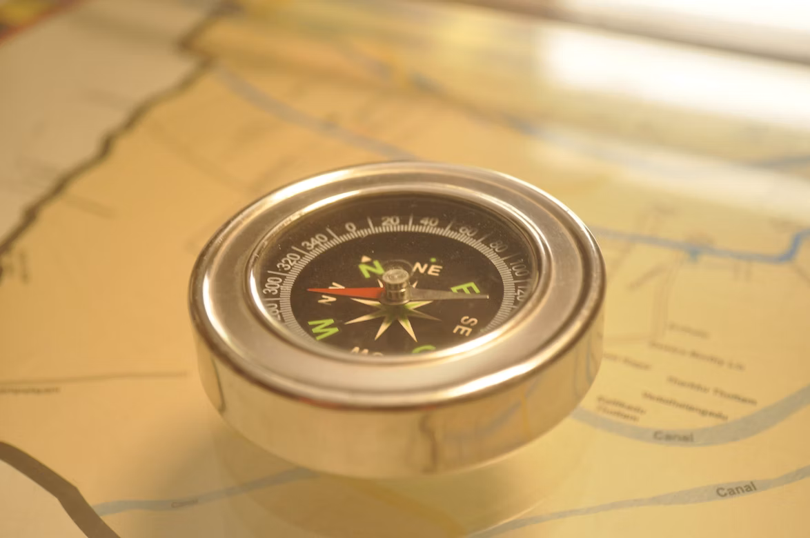 A compass, symbolizing travel.