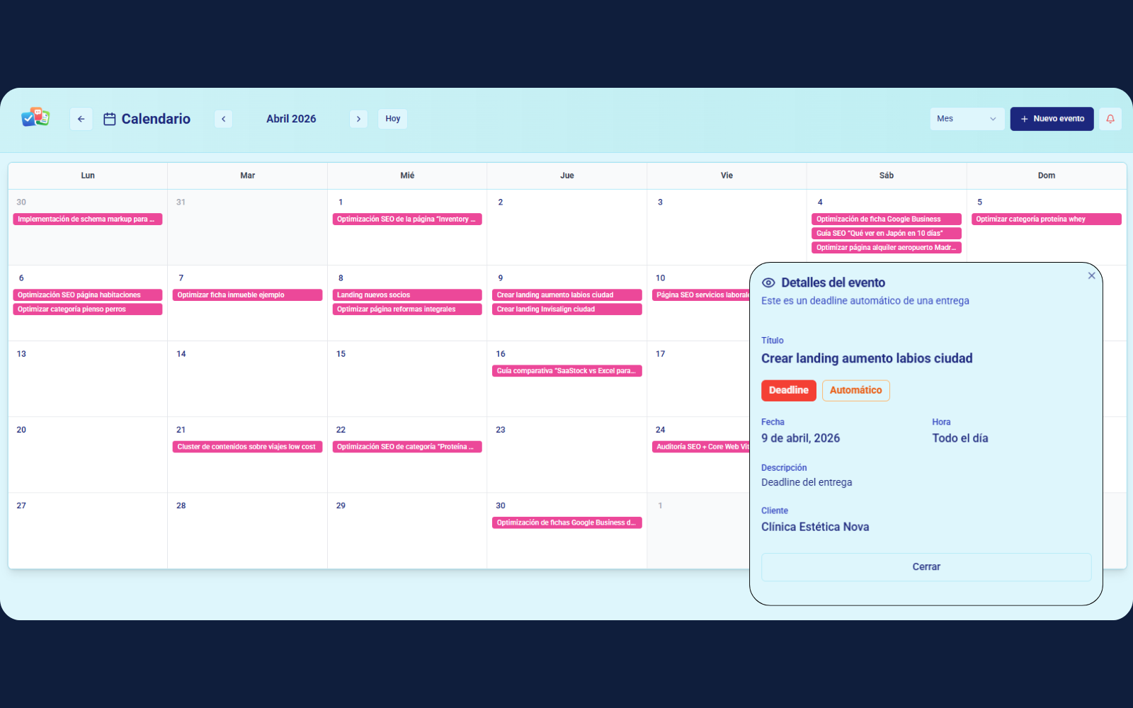 Calendario y gestión de reuniones