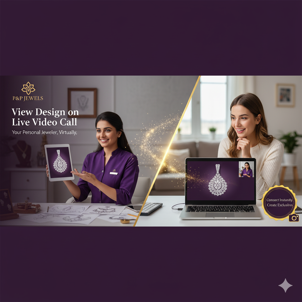 A couple on a video call with a jewellery consultant.