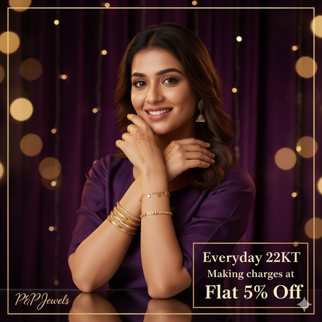 New collection banner showing a woman wearing an exclusive mangalsutra design.