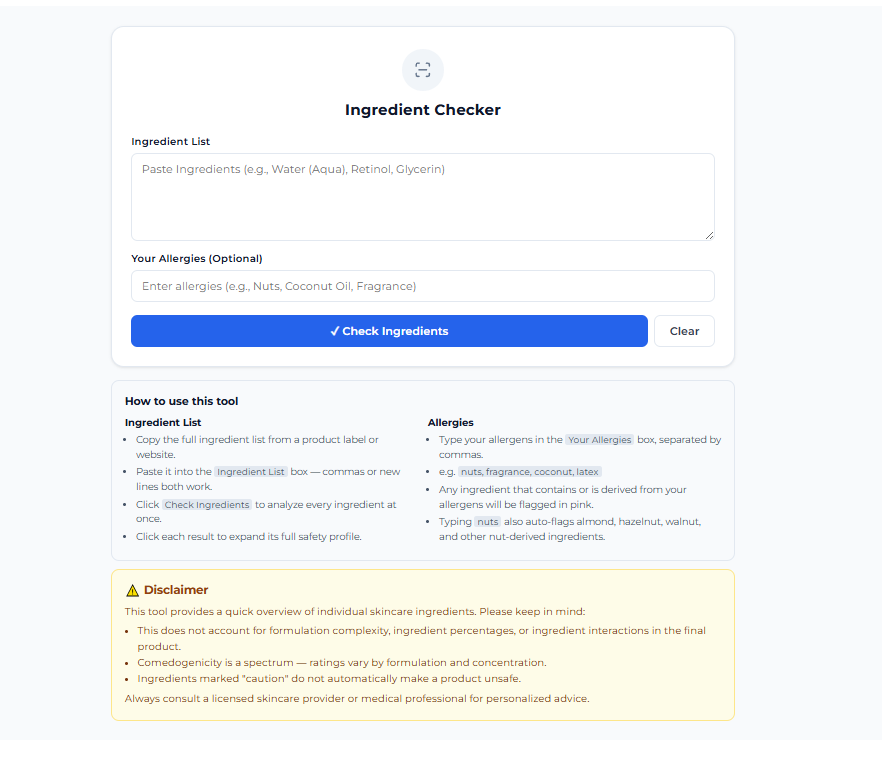 Skincare Ingredient Checker