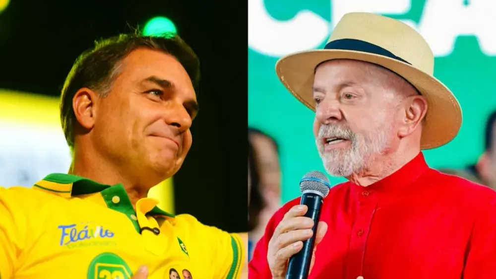 Senador Flávio Bolsonaro e o presidente Luiz Inácio Lula da Silva