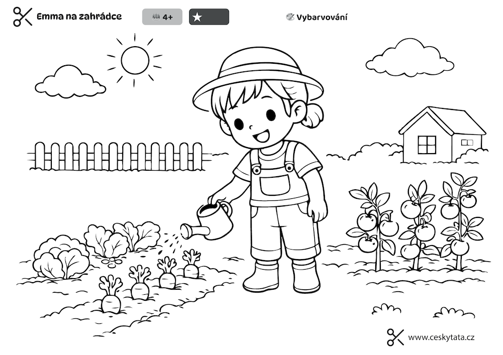 Náhled omalovánky Emma na zahrádce