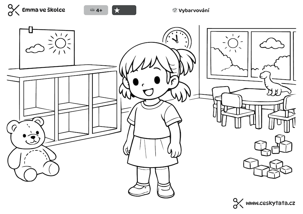 Náhled omalovánky Emma ve školce