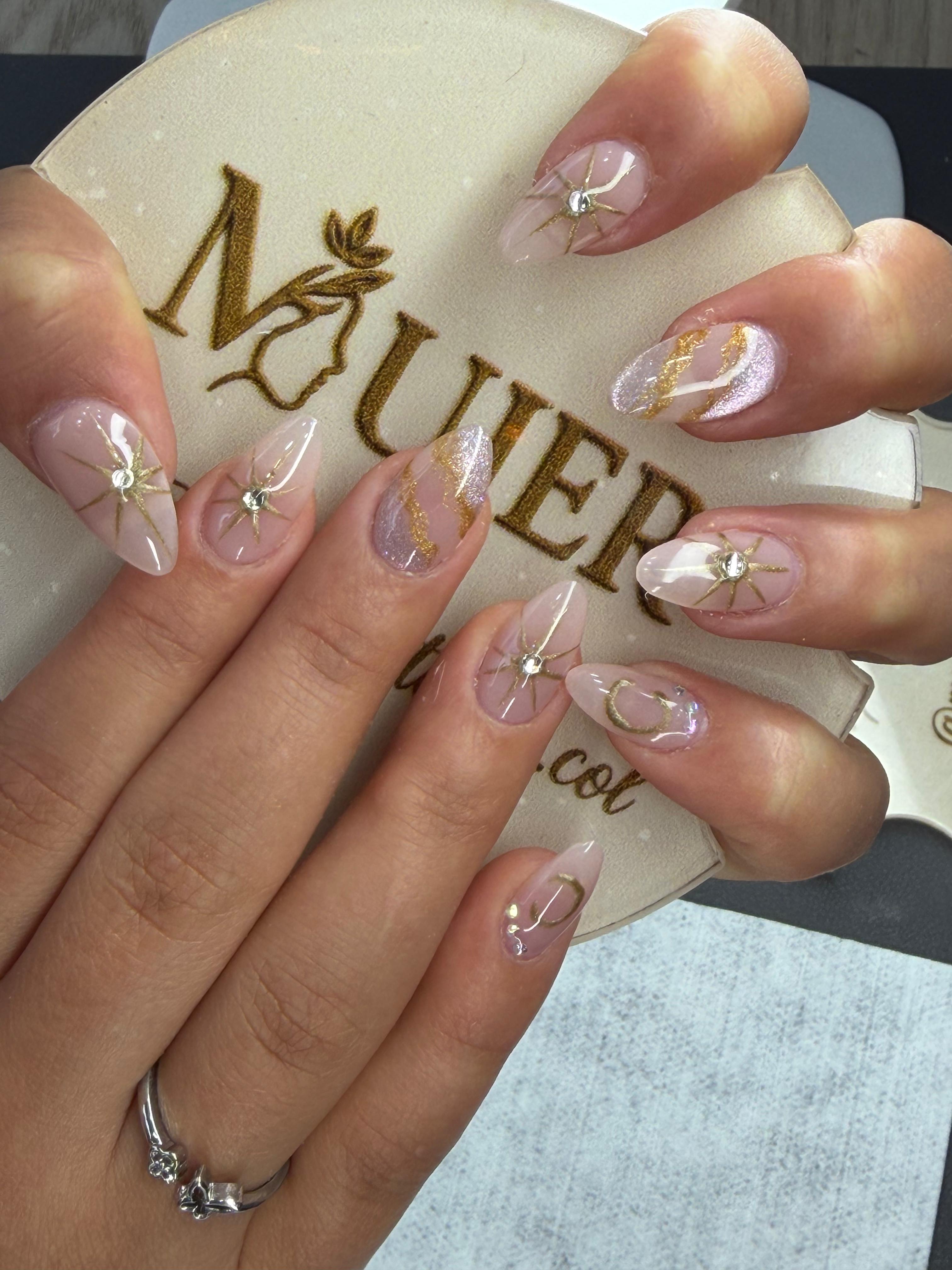 Set of decorative press-on nails.