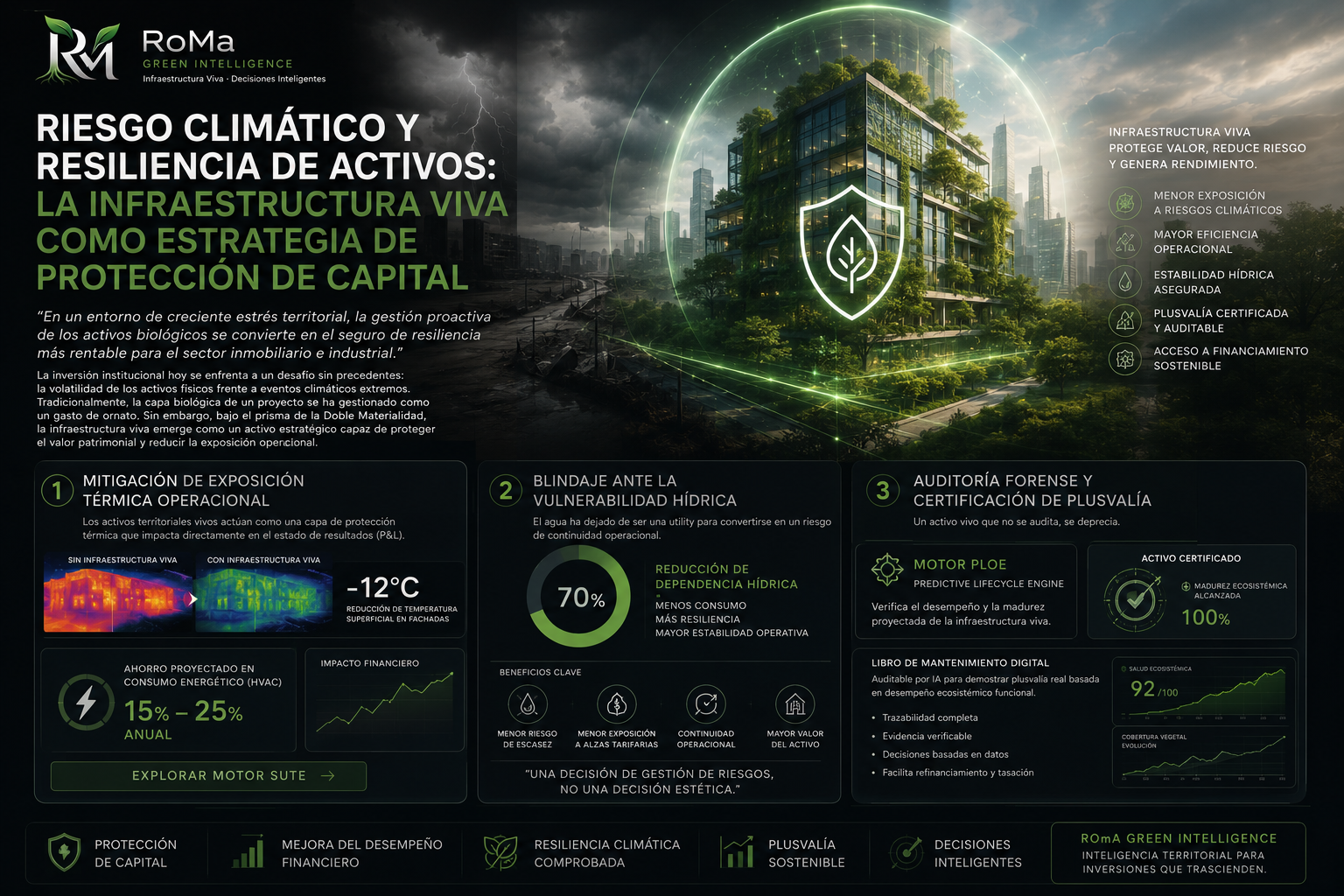 Riesgo Climático y Resiliencia de Activos: Protección de Capital mediante Infraestructura Viva