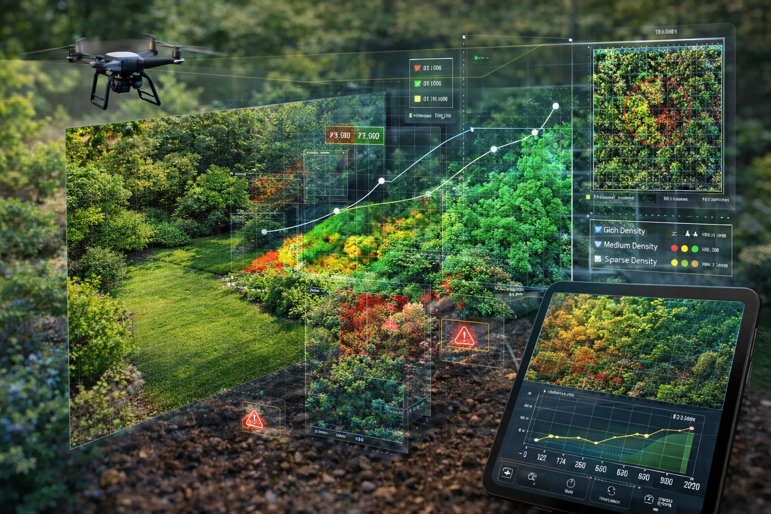 Dashboard del Auditor de Rendimiento y Crecimiento (ARC) mostrando análisis de salud y crecimiento de un jardín.