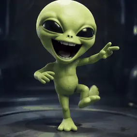 Alien spinning laughing