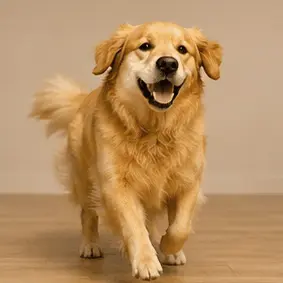 Dog spinning laughing