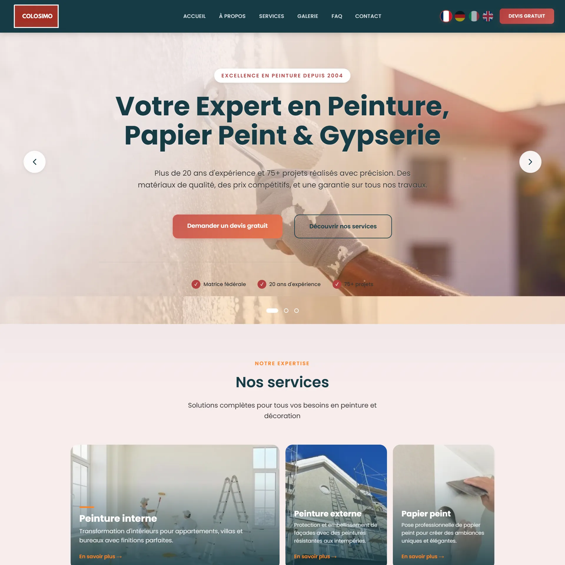 Sito Web di Colosimo Peinture a Ginevra