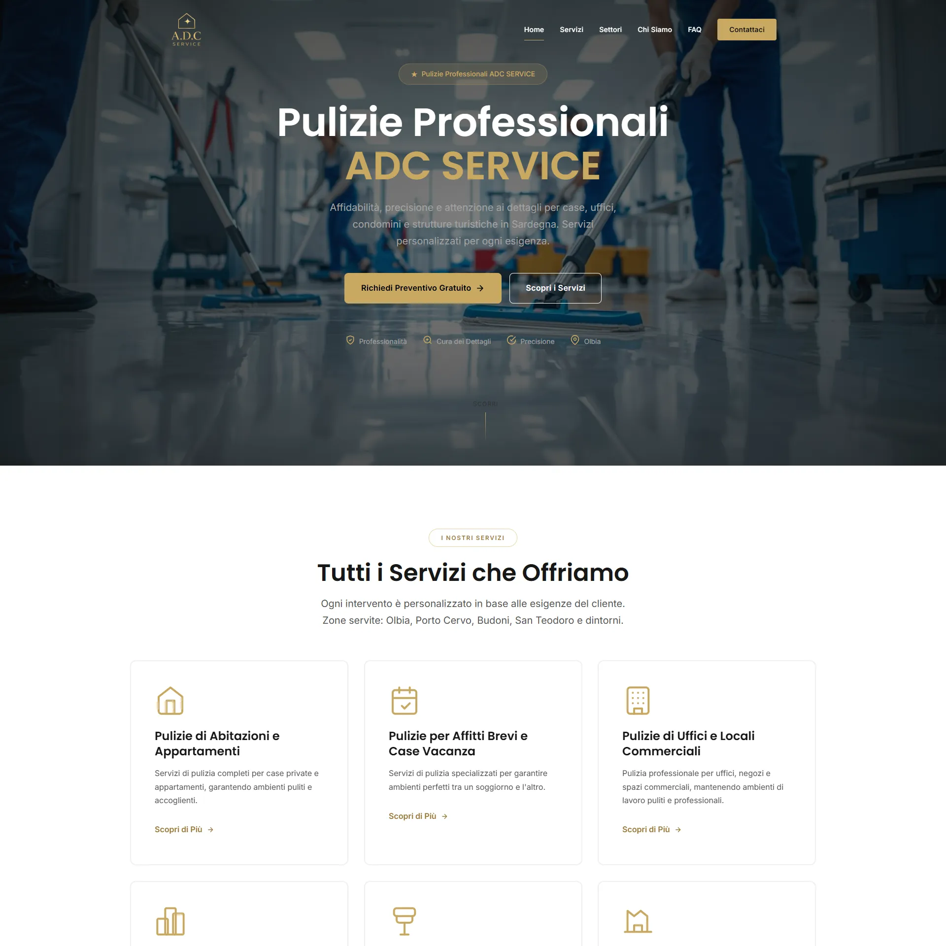 Sito Web per un'impresa di pulizie - ADC SERVICE