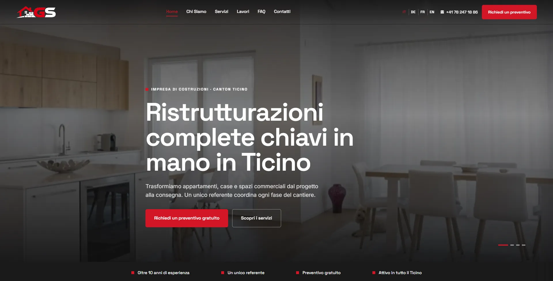 Sito Web per Impresa di Ristrutturazioni in Ticino — GS Costruzioni & Ristrutturazioni — Corporate