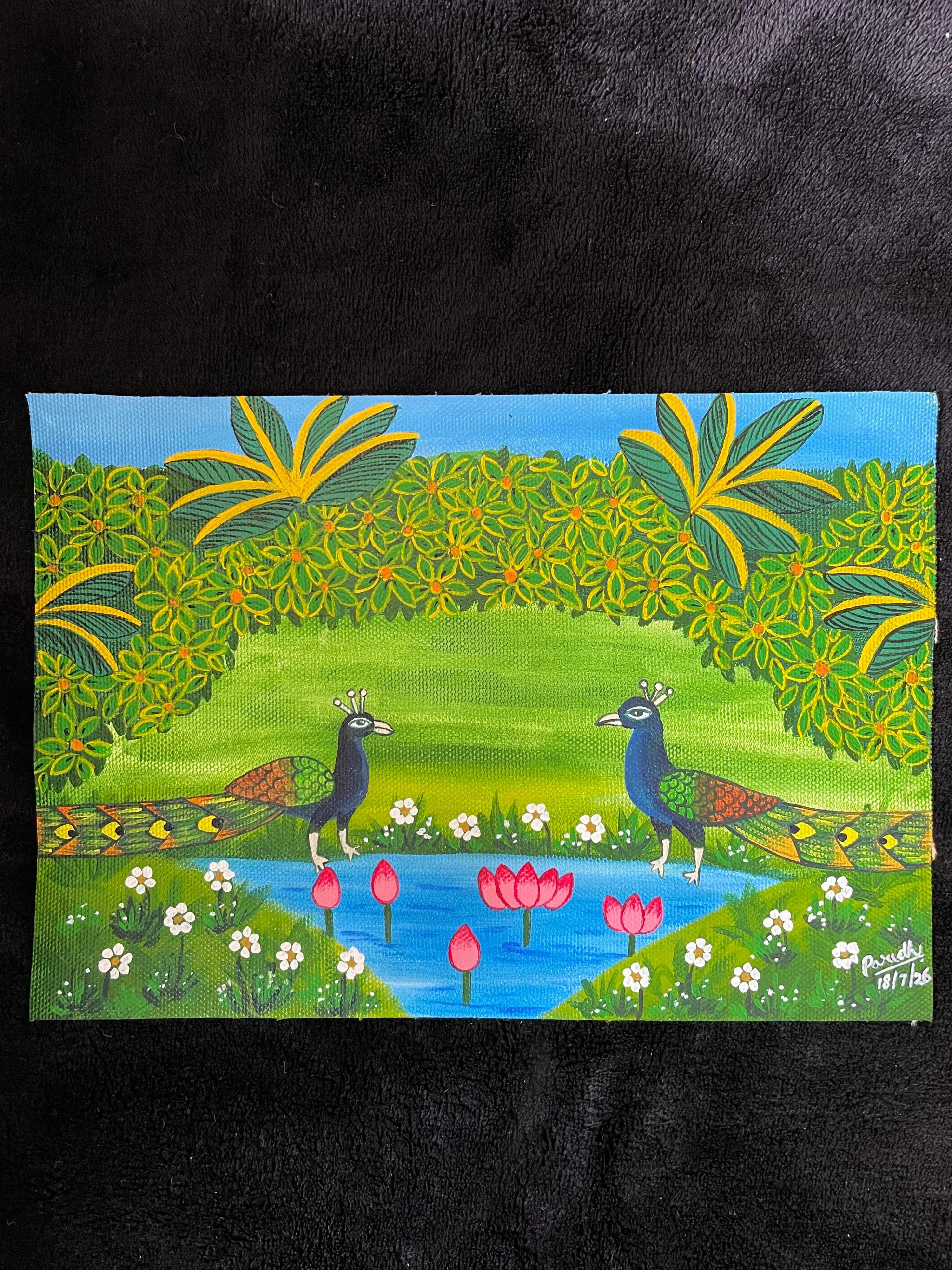 Peacocks by the Lotus Pond