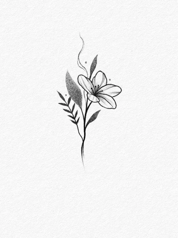 Kwiat lilii — gotowy wzór tatuażu do wzięcia, Przytulna Tattoo Katowice