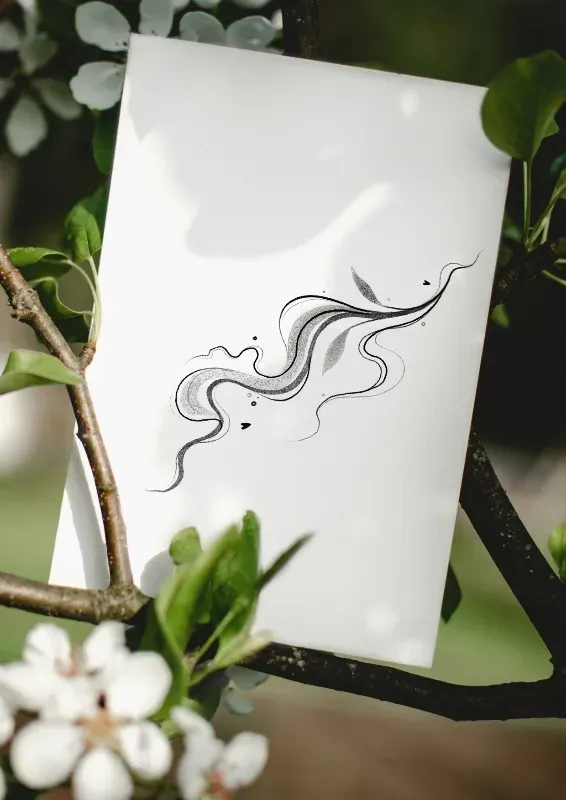 Abstrakcyjna fala — gotowy wzór tatuażu do wzięcia, Przytulna Tattoo Katowice