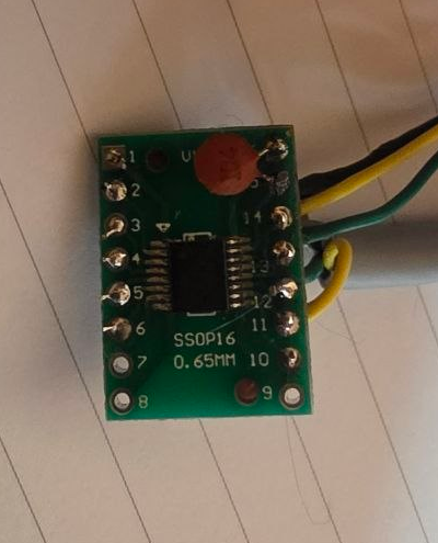 Variant B adapter — the bare MAX3232 on its SSOP16 board