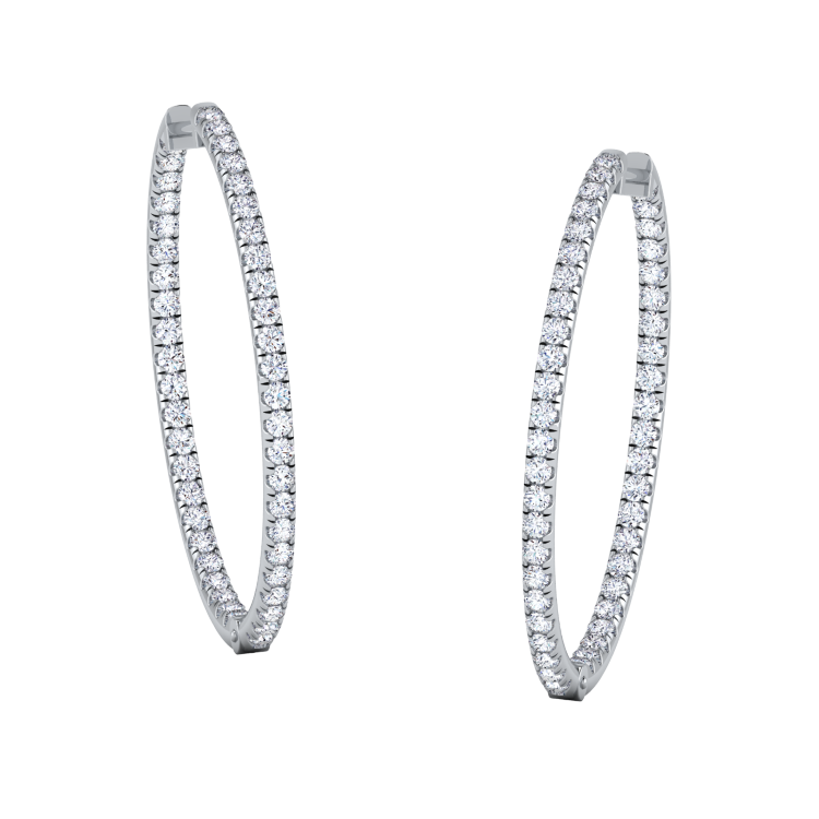 Alluring Radiance: 1.69ct tw Lab Grown Diamond Hoop Earrings in oval shape | 14k Gold