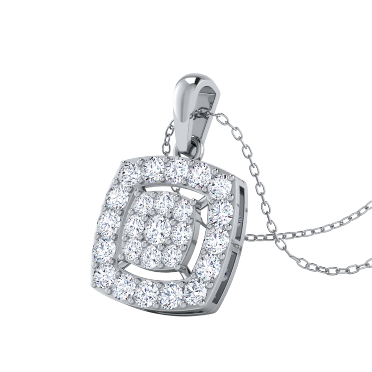 Enchanting Brilliance: 0.64 CT Lab Grown Diamond Halo Pendant in 14k Gold