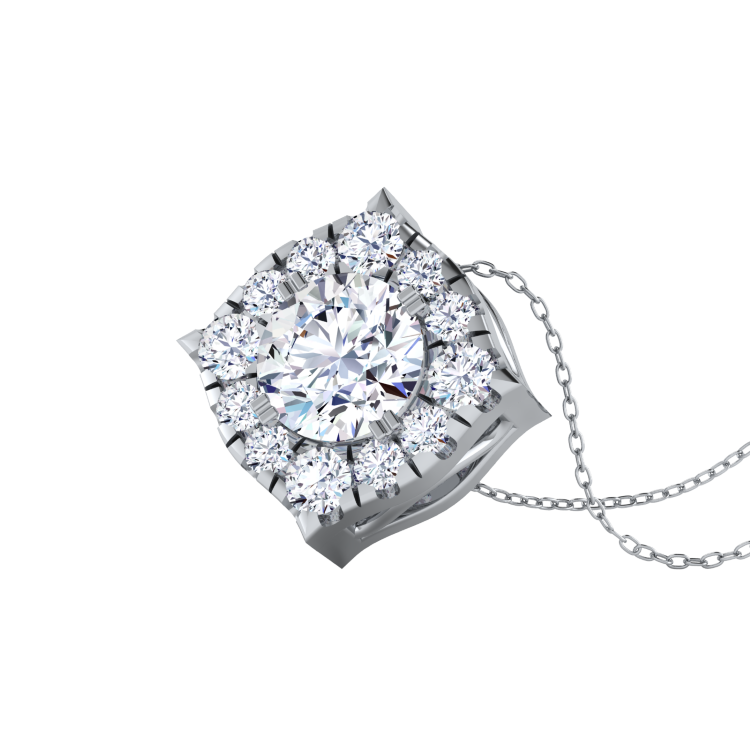 Enchanting Brilliance: 0.46ct to 1.20ct Lab Grown Diamond Halo Pendant | 14k Gold