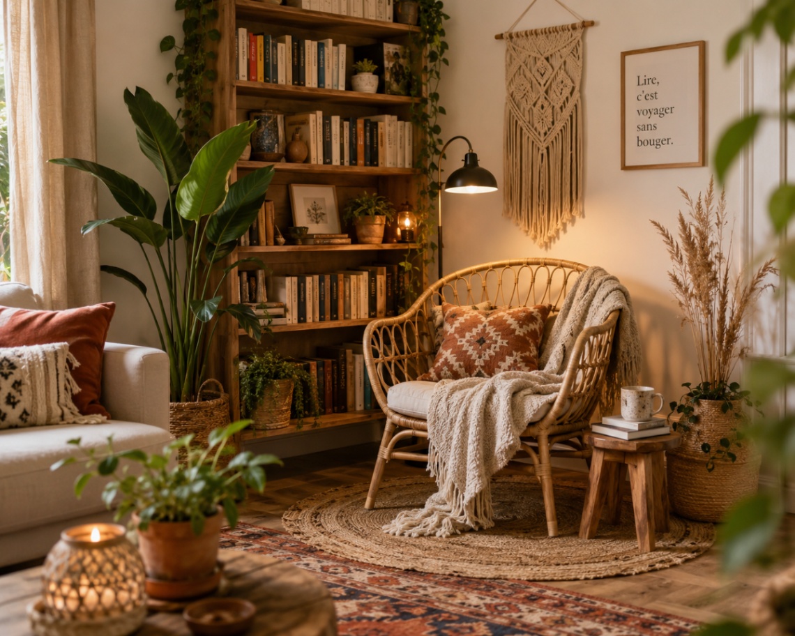 Ambiance bohème : créer un coin lecture cosy dans votre salon
