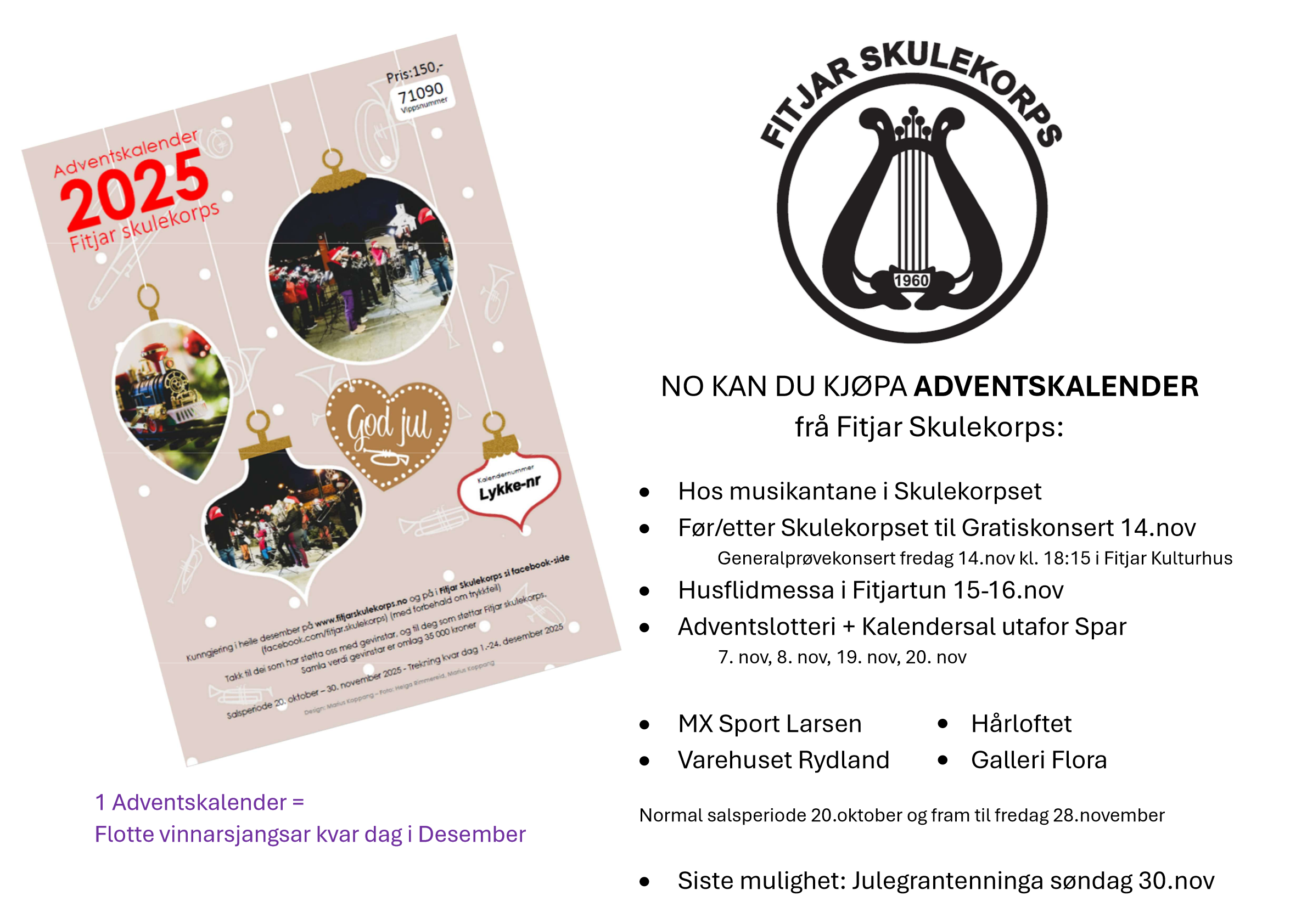 Vår populære Adventskalender er no i salg!