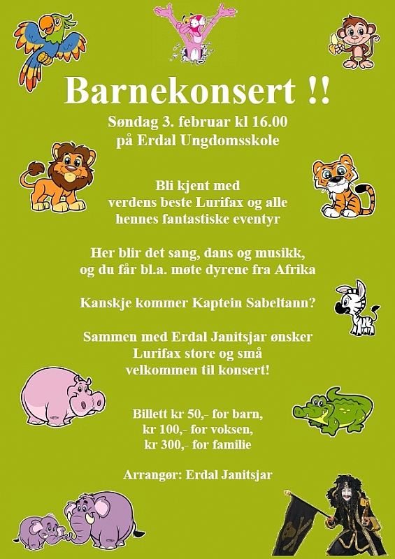 Barnekonsert søndag 3. februar kl 16:00  (feb 2013)