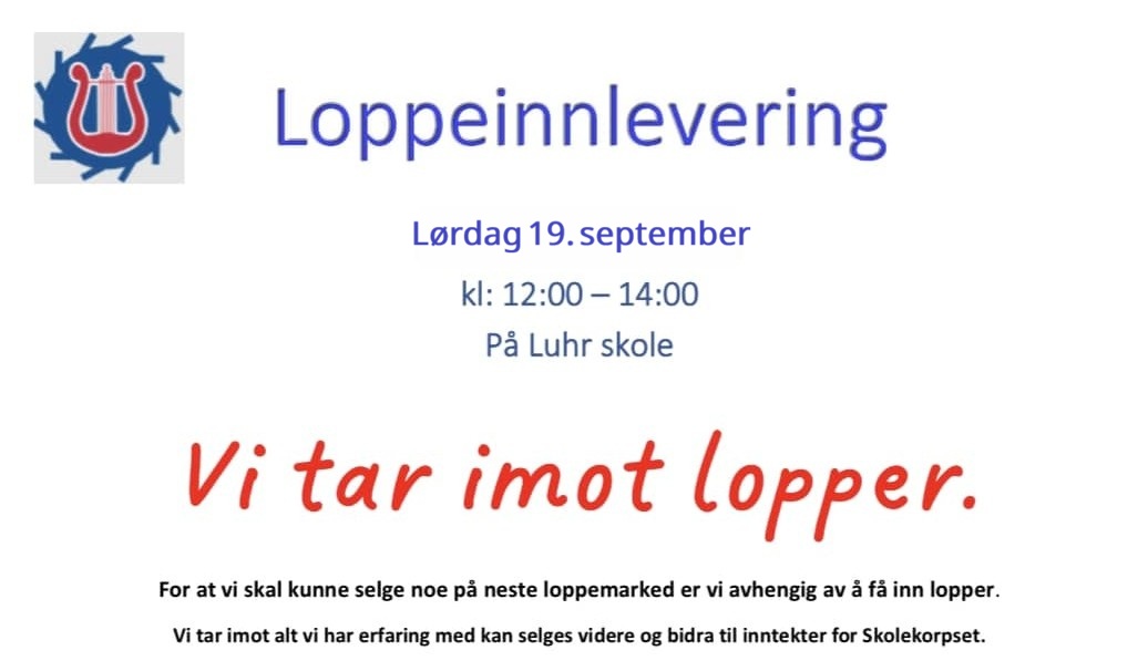 Loppeinnlevering lørdag 19. september