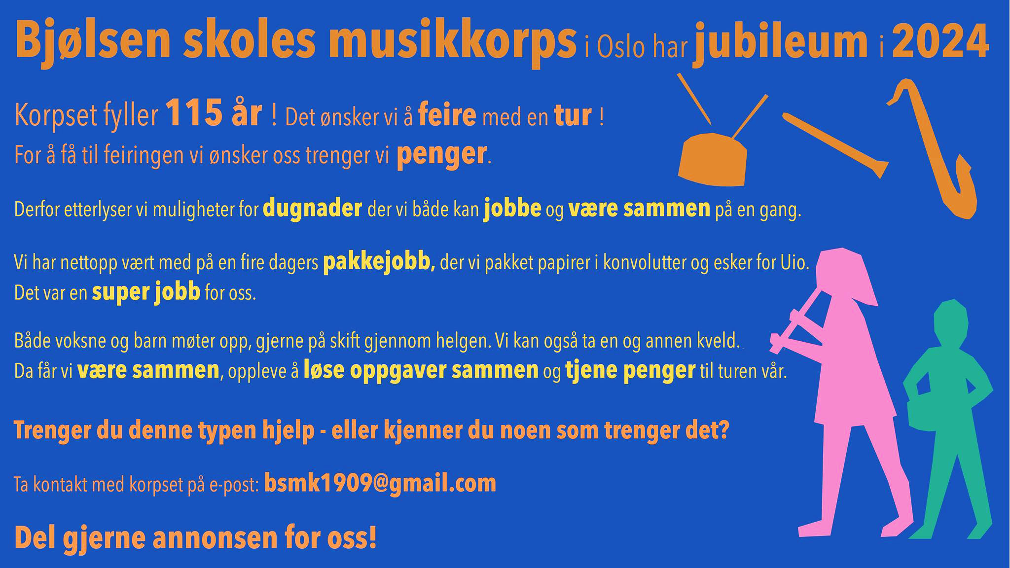 Vi tar dugnadsjobber for å få penger til jubileumstur!