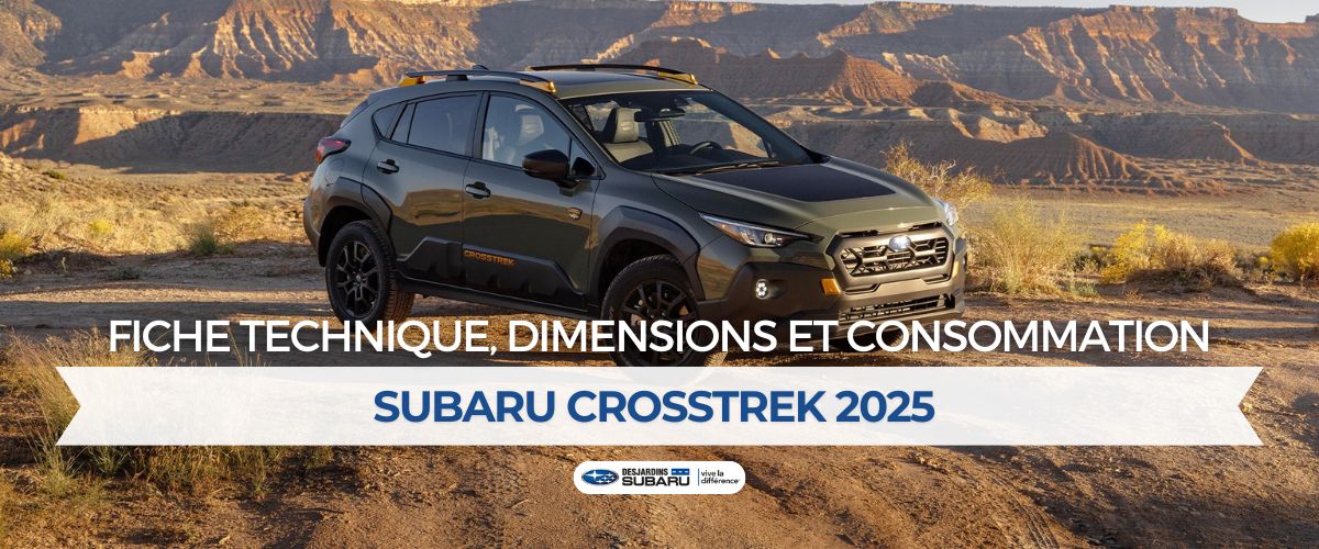 Subaru Crosstrek 2025 : fiche technique, dimensions et consommation.