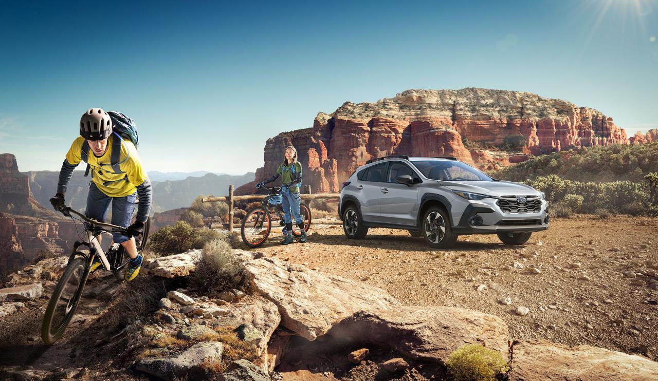 Le Subaru Crosstrek 2024 garé dans un canyon.