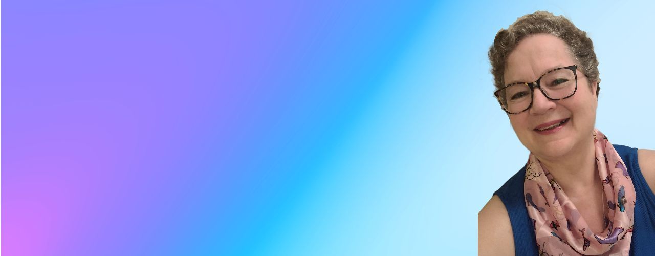Photo Sabrina Lambert on blue gradient background color.