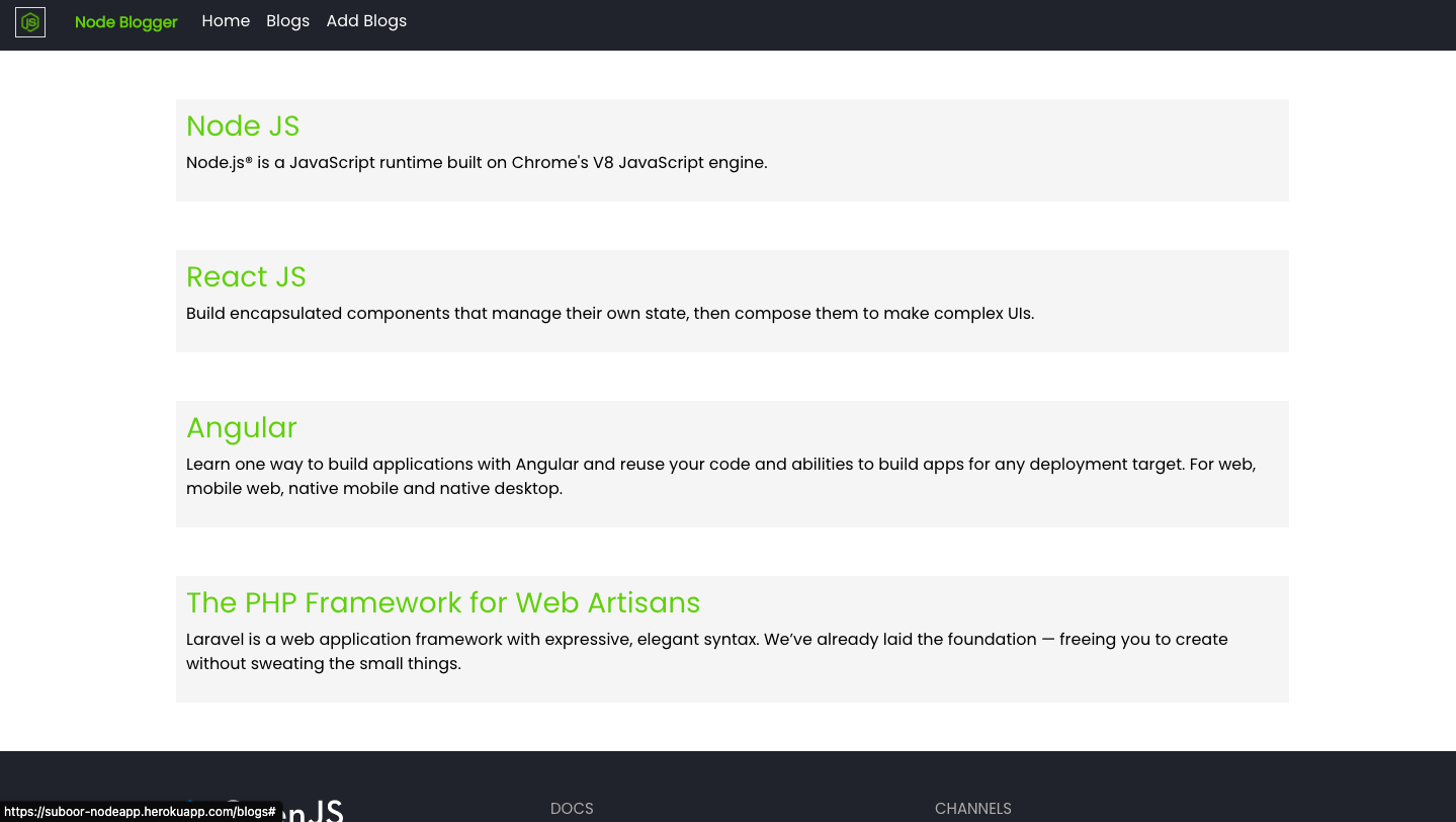 Node Blogger services