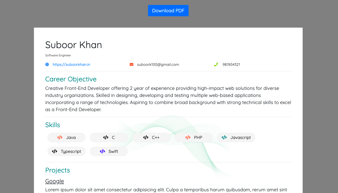 CV Maker App services