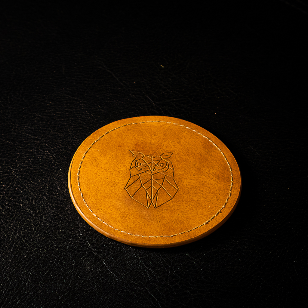Owl's Wisdom Leather Coasters