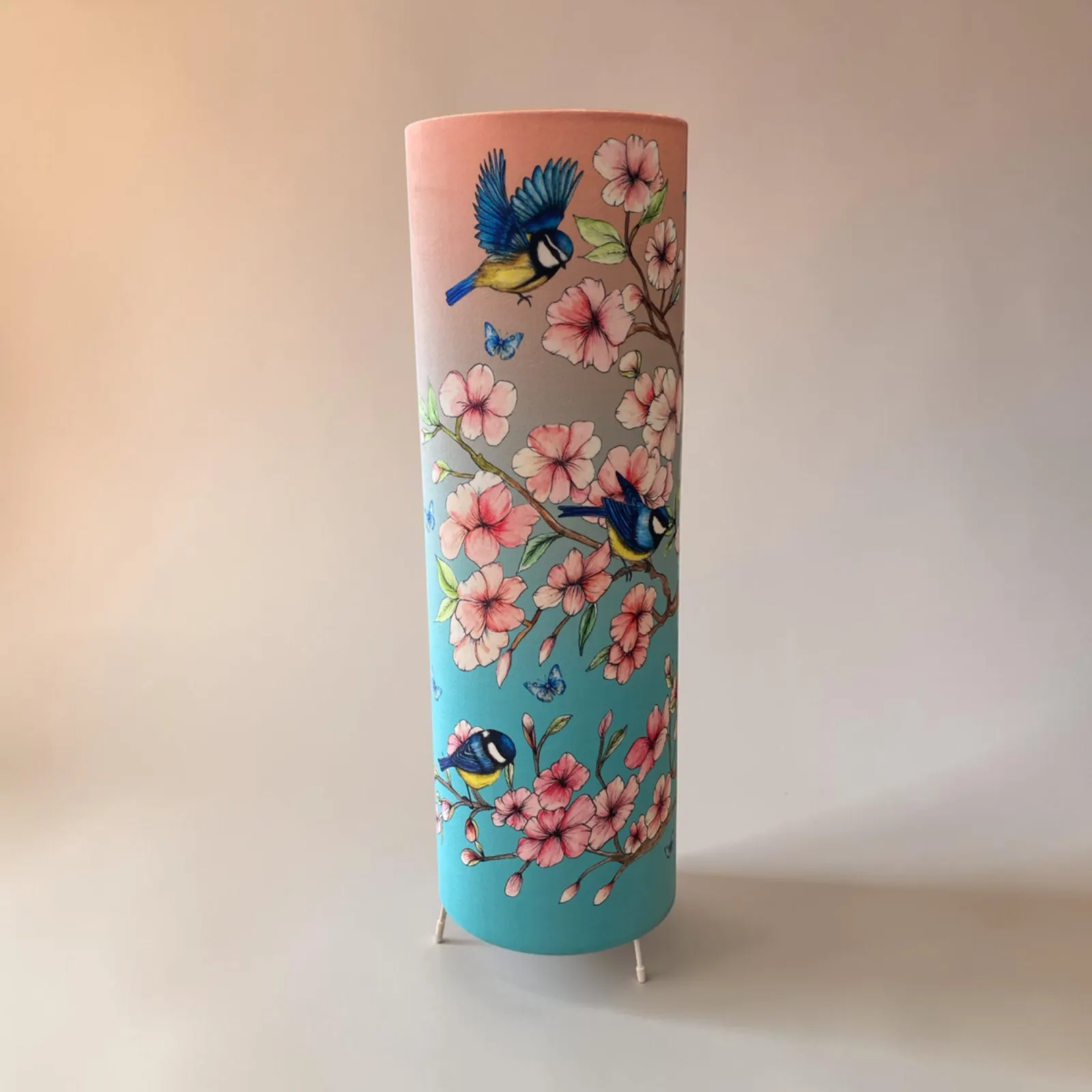 Blue Tits and Butterflies Lamp