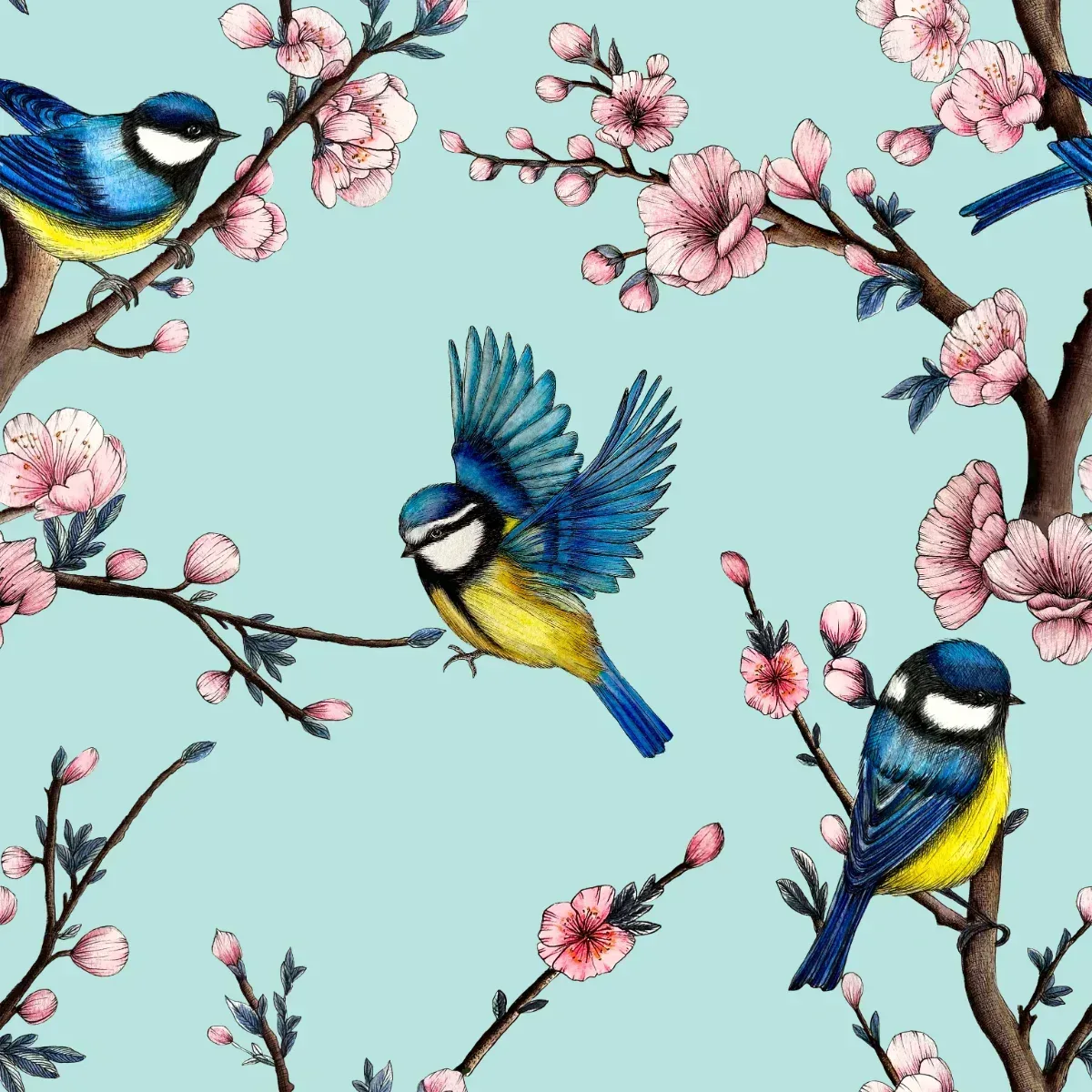 Blue Tits Wallpaper