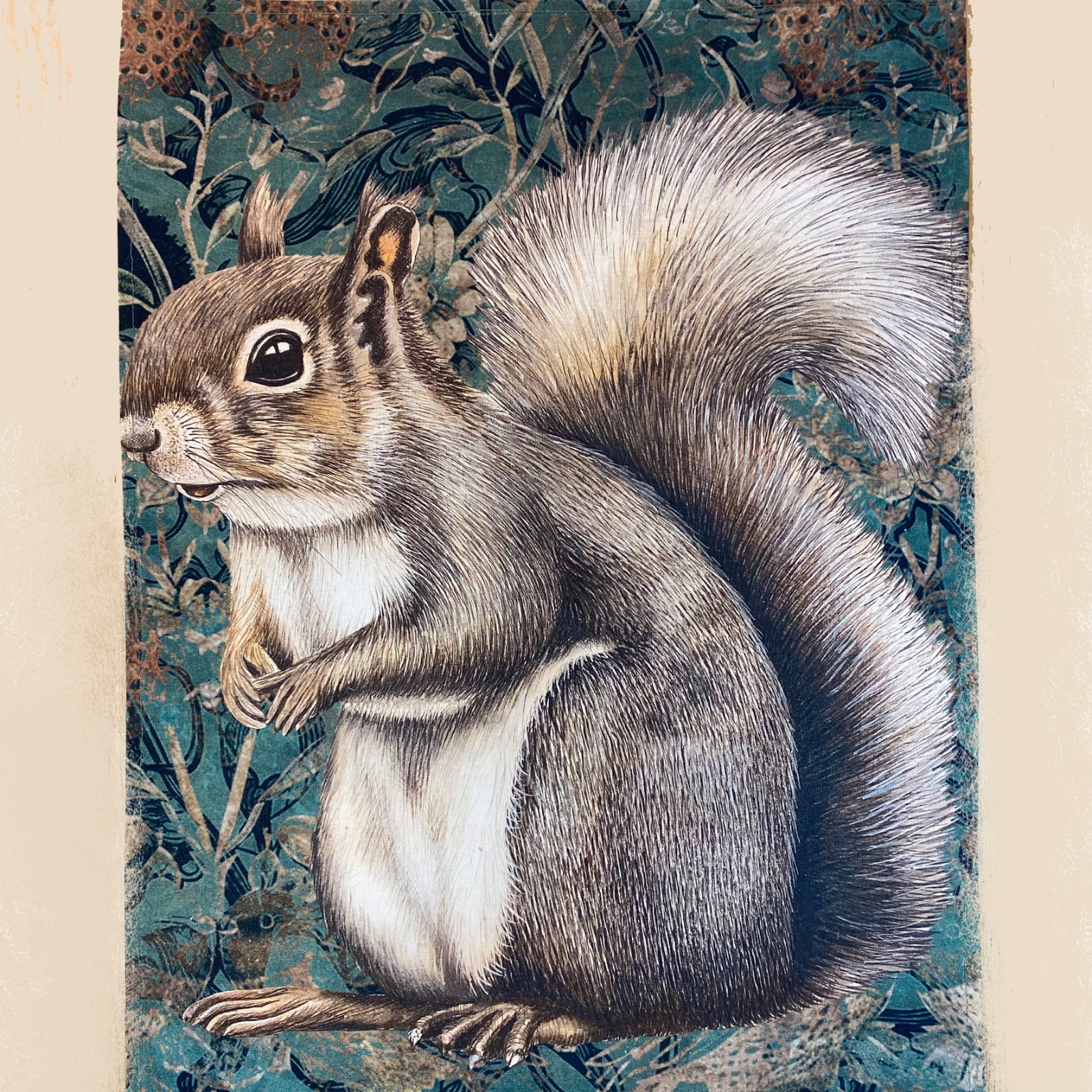 Grey Squirrel Tea Towel